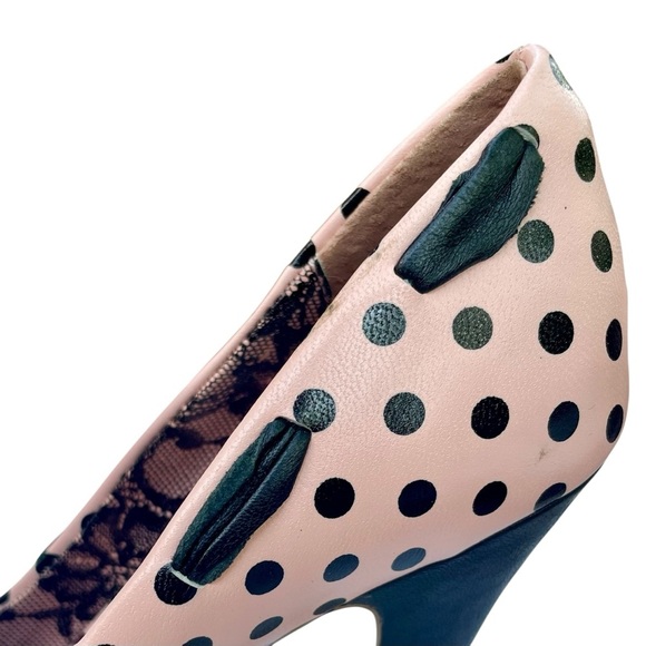 Office London Polka Dot Pin-Up Pumps -Size 7- 50s Retro Glam Coquette high heels - Picture 10 of 16